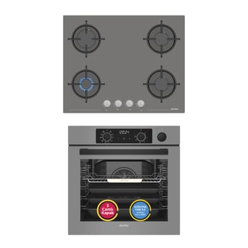 Simfer 11 Fonksiyon Steam Master Gri 2'li Ankastre Set (fırın + Ocak)