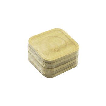İ22-216 ( Kare= 9.7 X 9.7cm ) ( 6pcs ) Bambu & Ahşap ( Çay Tabak )