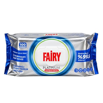 Fairy Yüzey Tem. Mendili  Platinum - Antibakteriyel Kapaklı 100 Ad.
