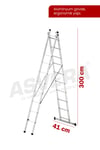 Asvera Endüstriyel 6 Metre A Tipi 2 Parçalı Alüminyum Merdiven - 1.4 Mm Profesyonel Merdiven
