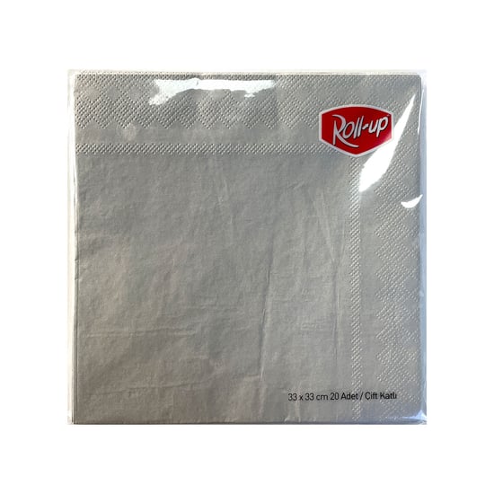 Roll-Up Kağıt Peçete Gümüş 33 x 33cm 20 Adet