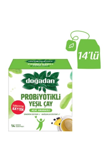 Doğadan Yeşil Çay Açai Ananaslı Probiyotikli 14'lü