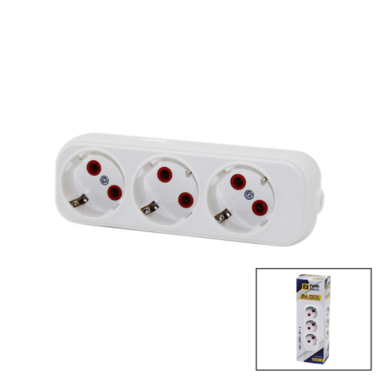 Fetih Elektrik Kod-315-00 ( 3lü ) Topraklı Grup Priz Klemensli ( 16a - 250v )