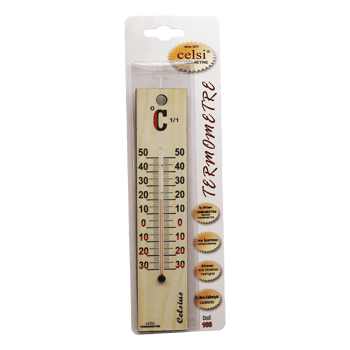 Celsi-106 ( Ahşap & Büyük= 4 X 18.8cm ) ( Derece ) ( Oda Termometresi ) ( İç / Dış )( Kurşun ve Civa İçermez )