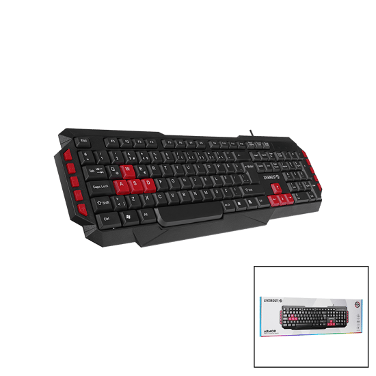 Everest Kb-g7-armor ( Usb Kablolu ) Oyuncu Klavye ( Renkli Oyun Tuşları & Multimedya Tuşları ) ( 150cm )