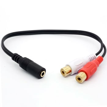 Sl-358 2 Rca Uzatma Kablosu Dişi To Aux 3.5mm Dişi 15cm