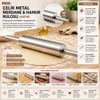 İ22-456 Mt ( Çelik Metal ) Merdane & Hamur Rulosu ( Merdane: 21cm & Sap: 2x9.5cm =t.uzunluk:40cm )