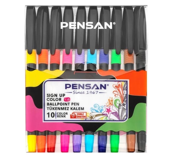 Pensan Sign Up 1 Mm Tukenmez Kalem Renkli 10lu 2410
