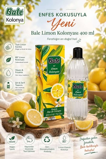 Bale Limon Kolonyası Kutulu Pet Şişe 400 ml.