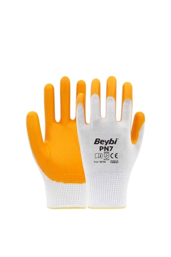 Beybi Pn7 Sarı Polyester Örme Nitril İş Eldiveni 10 Beden