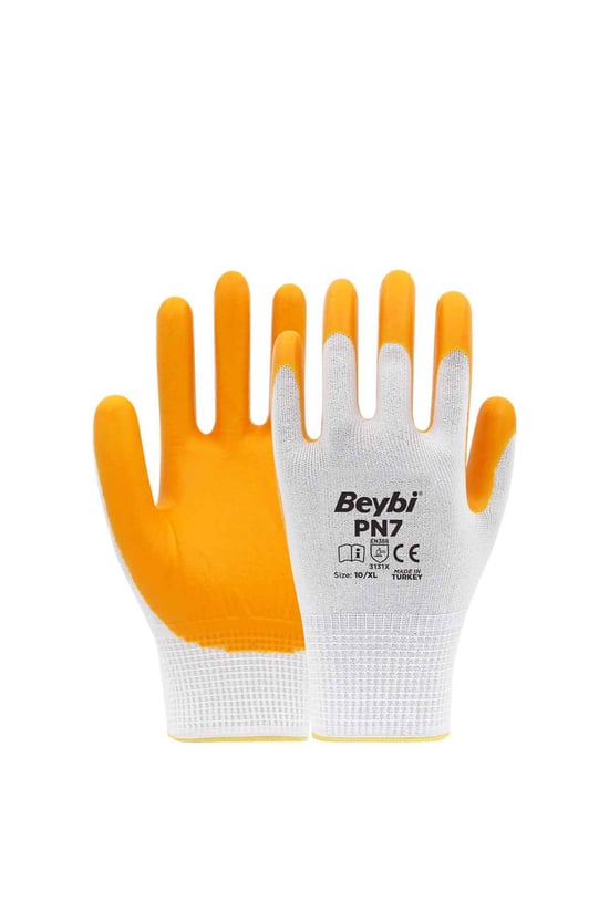 Beybi Pn7 Sarı Polyester Örme Nitril İş Eldiveni 10 Beden