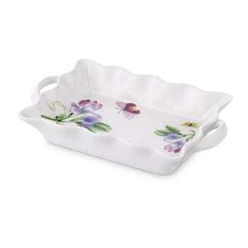 Noble Life Bahar Desenli Porselen Kulplu Dikdörtgen Servis Tabağı 22 Cm
