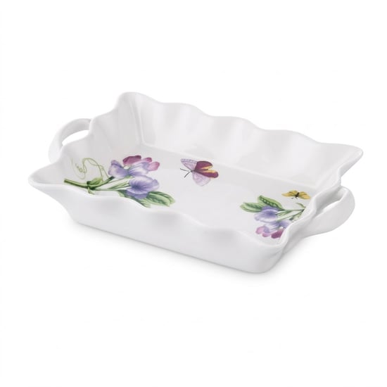 Noble Life Bahar Desenli Porselen Kulplu Dikdörtgen Servis Tabağı 22 Cm