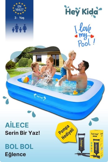 Heykida Swim Safe Dikdörtgen Havuz 262x175x50cm + Manuel Pompa