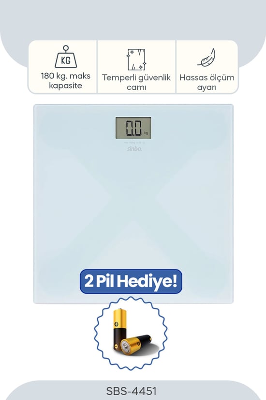 Sinbo Sbs-4451 Dijital Banyo Baskülü - Açık Mavi