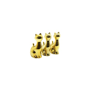 İ12-104 ( Kedi & Küçük ) ( Gold & Seramik ) Biblo & Dekoratif Süs Eşyası