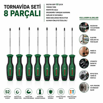 Bosch-1 600 A02 Bx8 ( 526 ) ( 8pcs ) Tornavida Seti ( Tx25 X100mm-tx20x100mm-sl6.5x125mm-sl4x100mm-pz2x125mm-pz1x100mm-ph2x125mm-ph1x100mm)