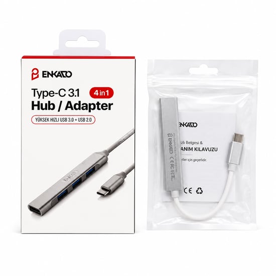 Enkado Ekd-tp50 ( Type-c 3.1 Giriş ) ( 4in1 ) Usb Çoğaltıcı ( 4 Anahtarlı Port & Hı-speed ) ( Usb 3.0 & Usb 2.0) Hub Adaptör