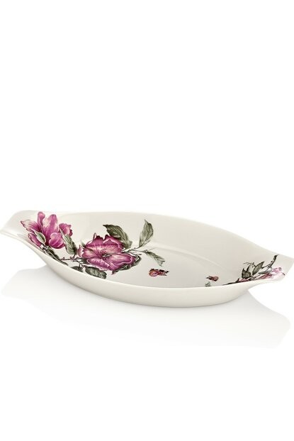 Noble Life Menekşe Desenli Porselen Oval Servis Tabağı 27 Cm