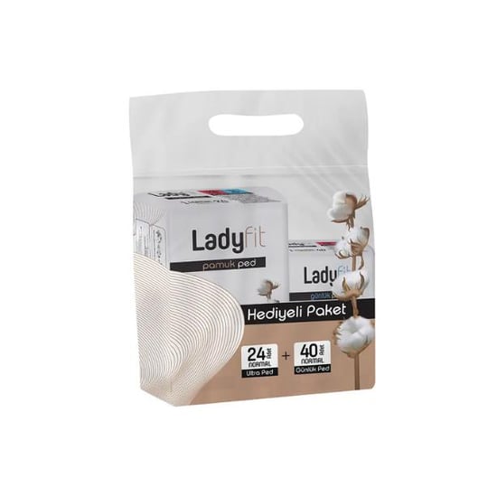 Lady Fit Cotton Ped Hediyeli Paket 24 Adet Normal Ultra Ped + 40 Adet Normal Günlük Ped