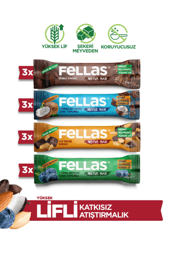Fellas Meyve Bar 35g Karma Kutu 12 Adet (4 Çeşit)