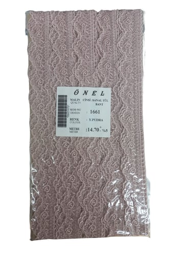 Dantel Polyester Sanal Tül Bant Y.pudra 14,70 Metre En 6 Cm On-1661-pu