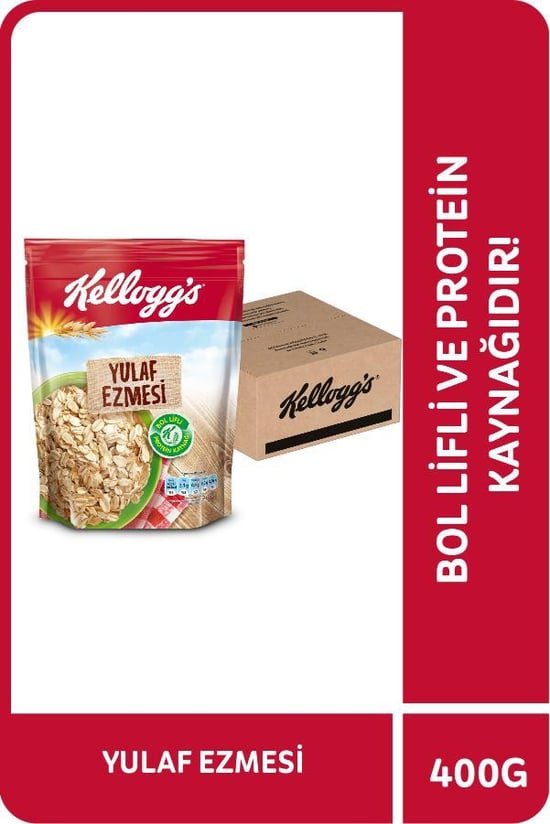 Kellogg's Yulaf Ezmesi 400 Gr x 10 Adet, %100 Yulaf Ezmesi, Lif v