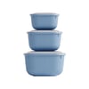 Dünya-30907-999 ( Kare ) ( 3pcs= 600-1100-1800ml ) Sızdırmaz Saklama Kabı & Kutusu Set (renkli & Şeffaf Pls.kap)