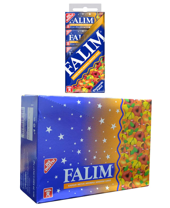 Falım Sakız 5x5 20'li Paket Karışık Meyve Aromalı Şekersiz