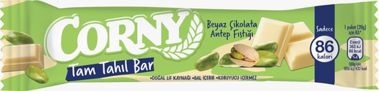 CORNY Tam Tahıl Bar Beyaz Çikolata Antep Fıstıklı 20g