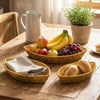 BUFFER® 3’lü Kayık Formlu Plastik Rattan Sepet Seti–Hasır Görünümlü Ekmek, Meyve ve Sunum Sepetleri,