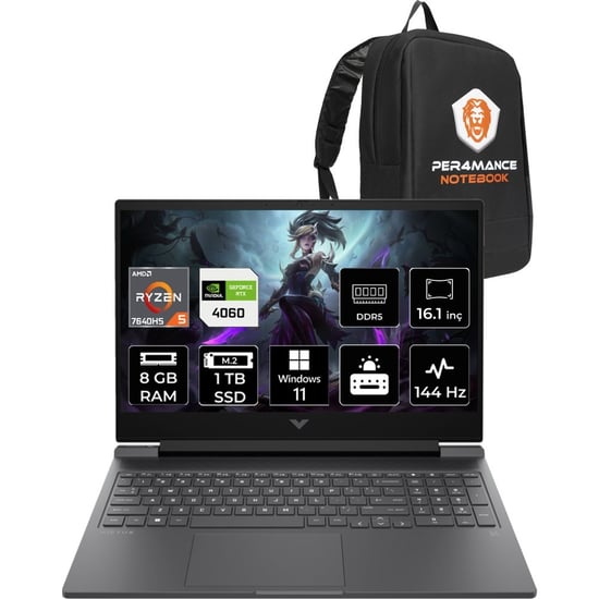 Hp Victus 16 Ryzen 5 7640hs Rtx 4060 8gb Ram 1tb Ssd 16.1" Fhd 144hz Win11 Pro 7z4m8eapn399 Gaming L