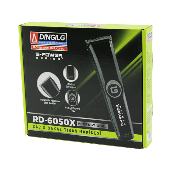 Dıngılg Mr.trimmer Rd-6050(x) (g-power) (g-plus) Saç Sakal Kesme & Traş Makinesi (ayarlı Bıçak=0.1-05mm) (fiş Şarjlı) (krom Kaplı Gövde)