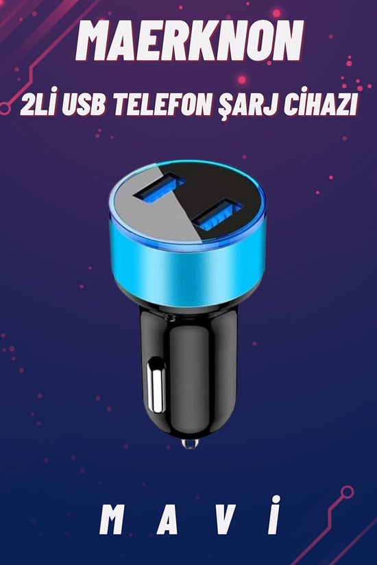 OTO Maerknon 2li Usb 4,8 A Telefon Şarj Cihazı -mavi