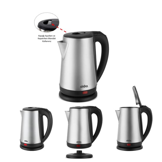 Sinbo Sk-8026 ( Çelik ) Kettle Su Isıtıcısı (kablosuz Kullanım) ( 1.8lt ) (360° Dönebilme) (otomatik Kapanma)