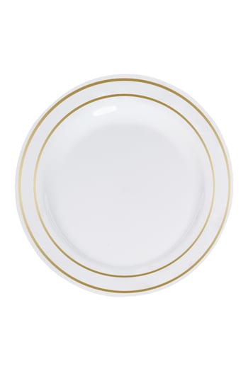 Roll-up Lüks Plastik Tabak Altın Yaldızlı Beyaz 26cm 6 Adet