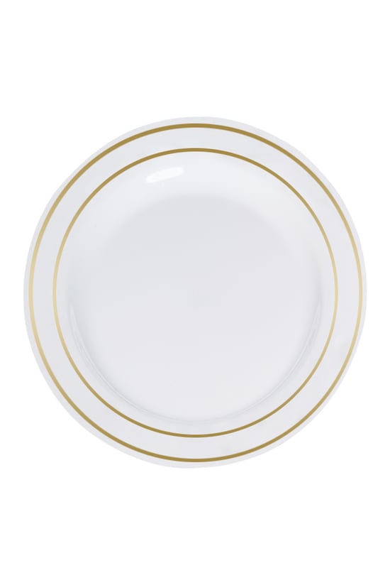 Roll-up Lüks Plastik Tabak Altın Yaldızlı Beyaz 26cm 6 Adet