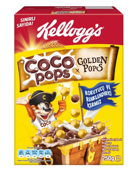 Kellogg's Coco Pops Çokotop Gold Çikolatalı Buğday ve Mısır Gevreği 250 gr