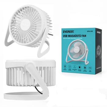 Everest Efn-505 ( Usb Şarjlı & Pvc Gövde ) ( 14.5x14.1cm ) Masa Üstü Fan & Vantilatör