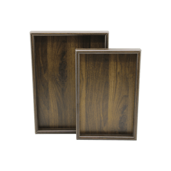 Pablito Home Pbt-361 (koyu Kahverengi) (2li Set) (dikdörtgen) Ahşap Bambu Sunum Tepsi (20x30cm- 25x35cm- Derinlik: 2cm)