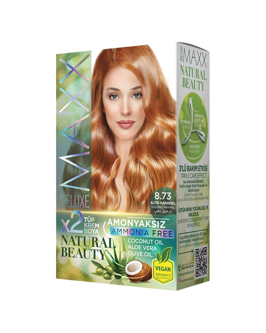 Maxx Deluxe Natural Beauty Amonyaksız Set Boya 8.73 Altın Karamel