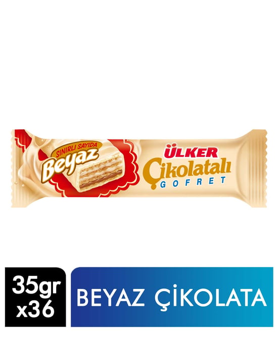 Ülker Beyaz Çikolatalı Fındıklı Karamelli Gofret 35 Gr