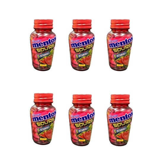 Mentos Sours Çilek Aromalı C Vitaminli Tablet Şekerleme 49 G X 6