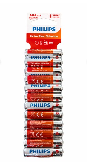 Philips Extra Zinc Chloride 1.5v Aaa Ince Kalem Pil 12'li Blister