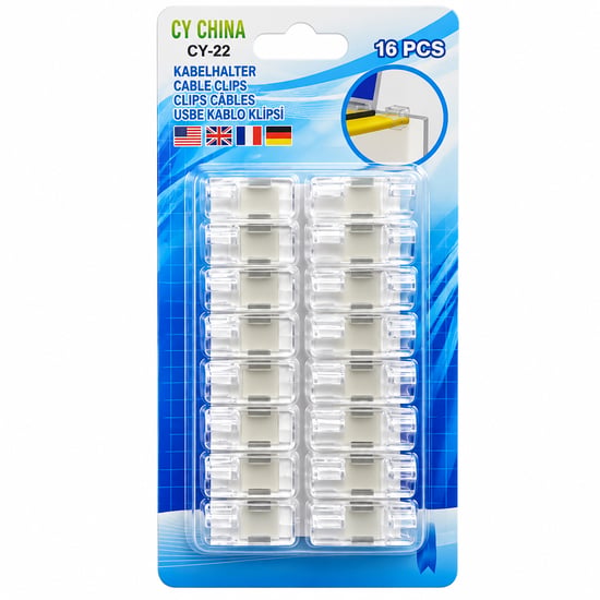 İnura Global Kalın Kablo Kablo Tutucu Klips 16'lı Şeffaf Cy-22