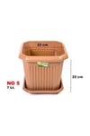 Hak 5 No Kare Saksı 23x21 Cm - 7 Litre - Tabak Dahil