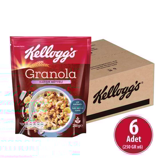 Kellogg's Karışık Meyveli Granola 250 Gr X 6 Adet