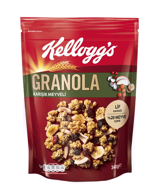 Kellogg's Karışık Meyveli Granola 340 Gr,%45 Yulaf İçerir,lif Kay