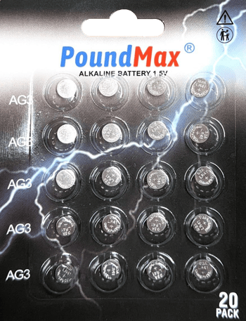 20 X Poundmax Ag3 Lr41 Lr736 / L736 / G3 / G3a / 3ga / 192 / Gp192 / V3ga / Rw87 1.5v