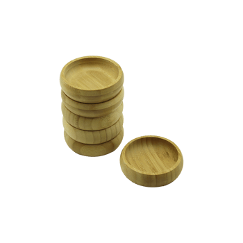 İ22-217 ( Çap: 8.8cm & Yuvarlak ) Ahşap Bambu ( Çerezlik & Lokumluk ) Kase ( Derinlik: 1.7cm )